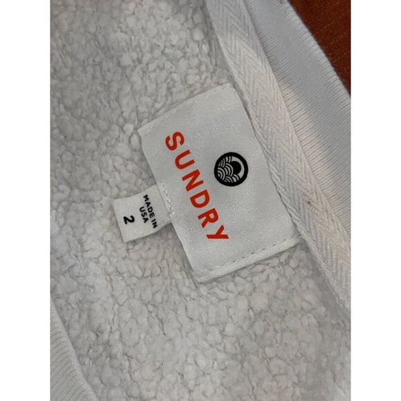 Sundry White Paded Crewneck Sweatshirt Size 2 Womens - Picture 6 of 7